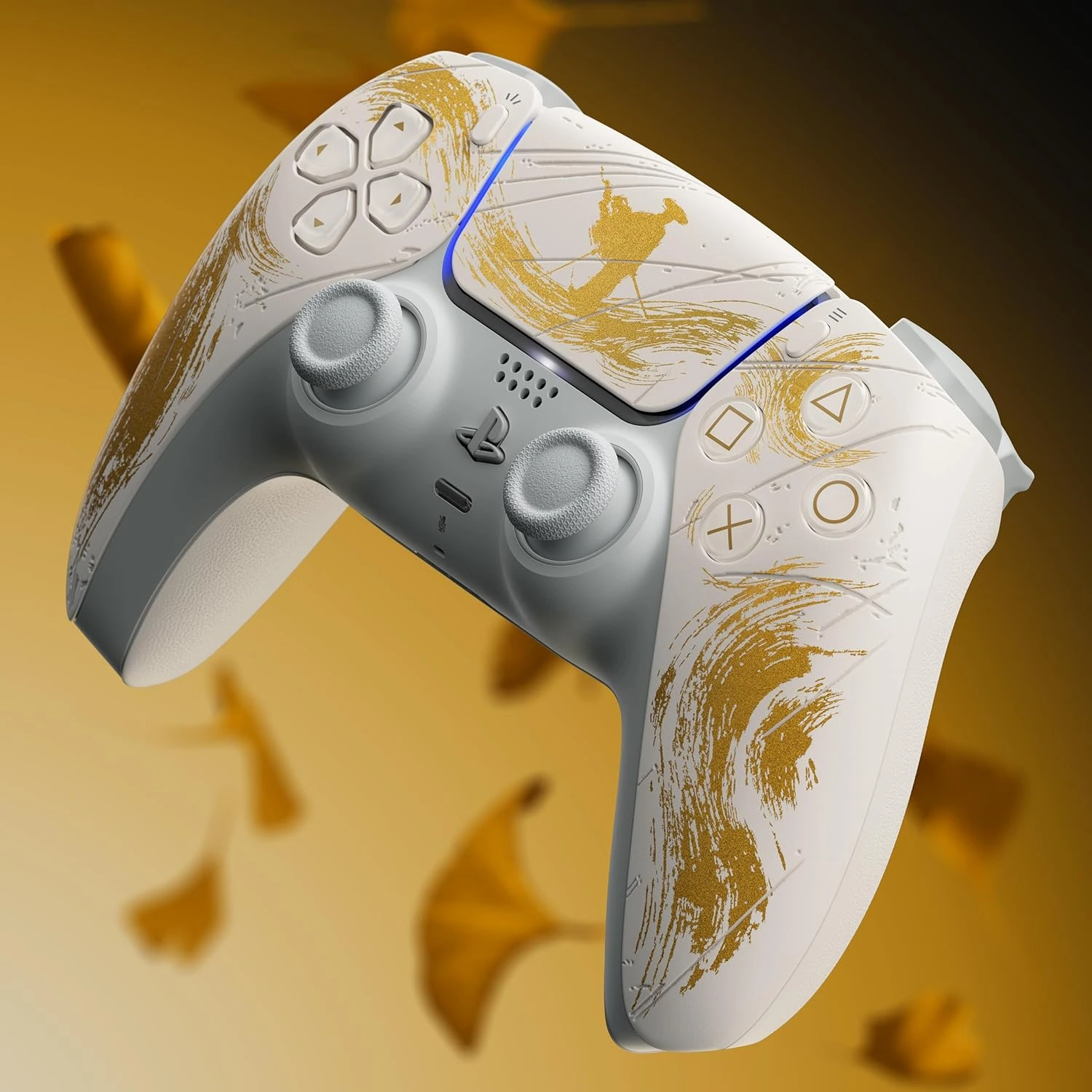 DualSense Wireless Controller Ghost of Yotei Gold Limited Edition white and gold design